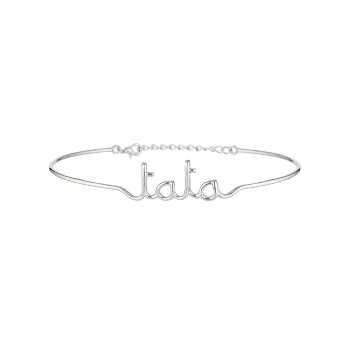 "TATA" Bracelet jonc en fil lettering argenté à message