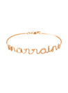 "MARRAINE" Bracelet jonc en fil lettering rosé à message