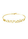 "MARRAINE" bracelet jonc en fil lettering doré à message