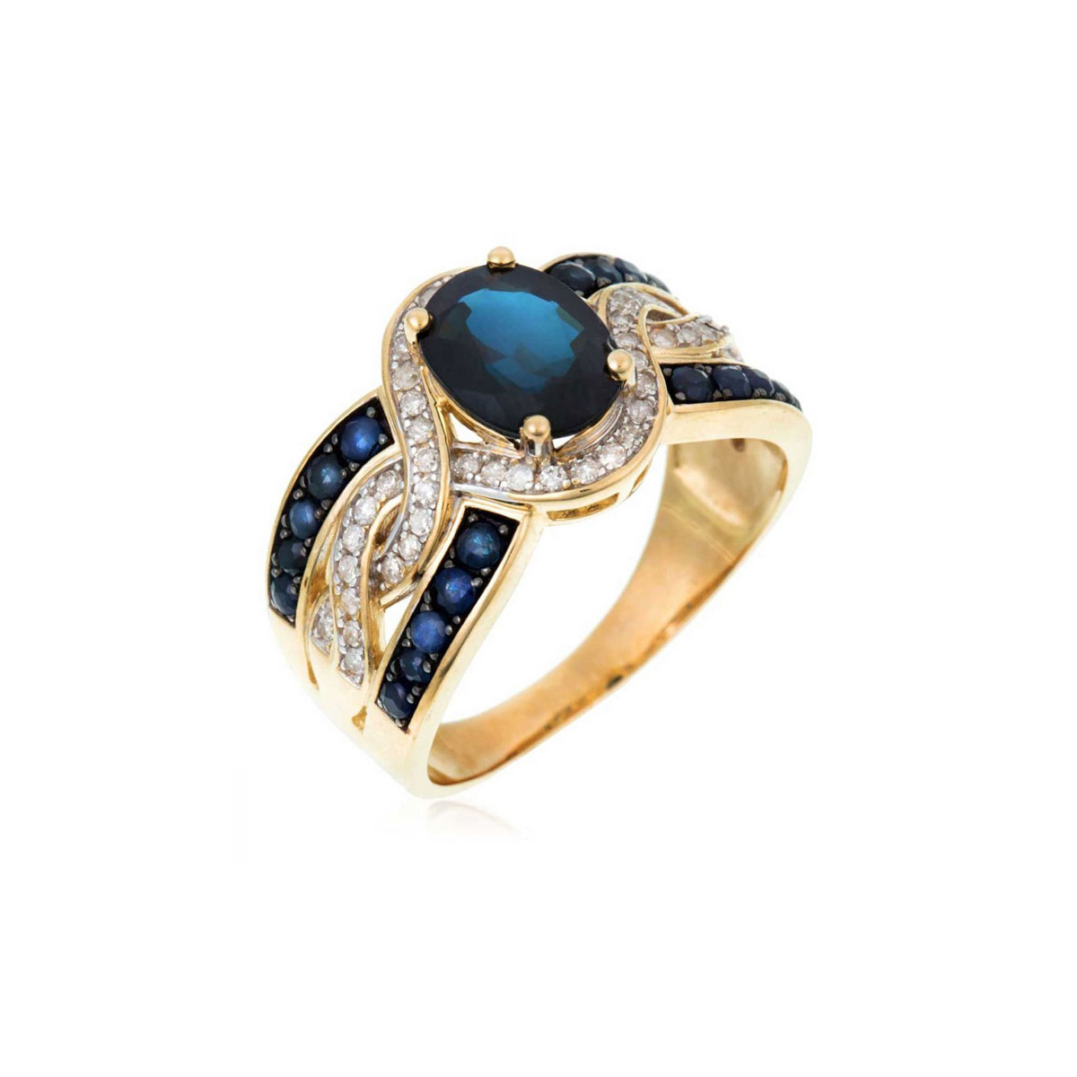 Bague Art Deco "Dakan Saphir" Or jaune et Diamants Bague "Éden" Or jaune et Saphir