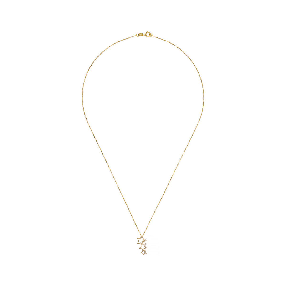 Pendentif Or Jaune et oxydes de zirconium"Constellation" + chaîne argent doré offerte Pendentif "Festif" Or jaune