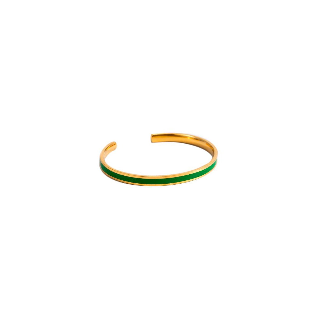 Bracelet jonc ouvert "CORFOU'' émail Vert finition dorée Bracelet Jonc PICTORIA émail vert finition dorée