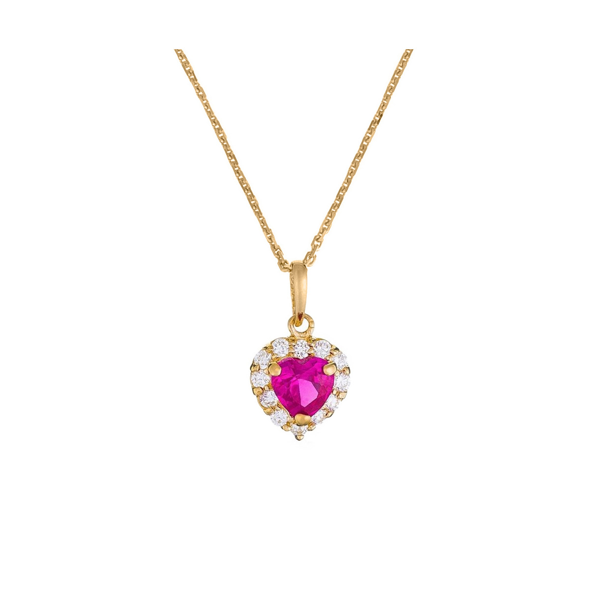 Pendentif Or jaune 375/1000 et zirconium rose Pendentif "Légendaire" Or jaune