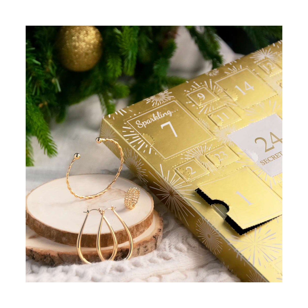 Calendrier de l'avent 2021 Gold - 24 Bijoux Calendrier de l'Avent Doré - 24 Bijoux