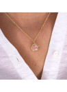 Collier laiton doré monté d'un quartz rose " Charlie "