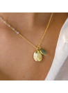 Collier doré, aventurine verte et labradorite