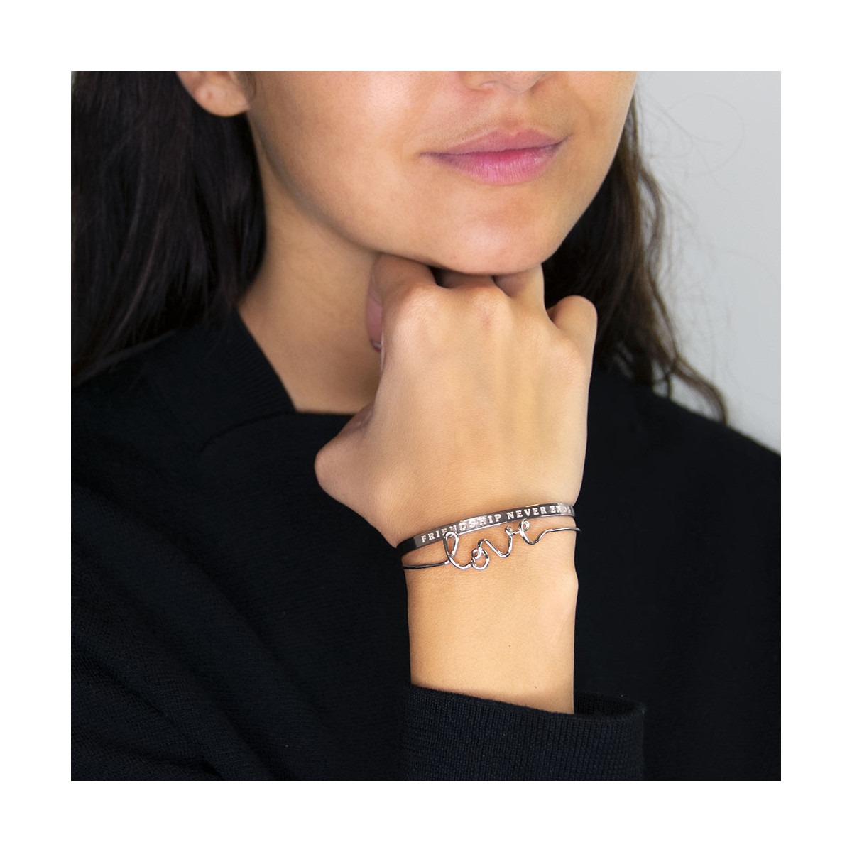 Bracelet à message "Friendship Never Ends" Laiton argenté