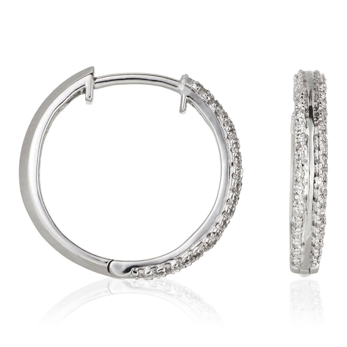 Boucles d'oreilles Or Blanc "CRÉOLES ADÈLE" Diamants 0,17 carat Boucles d'oreilles "Penelope" Or blanc et Diamant