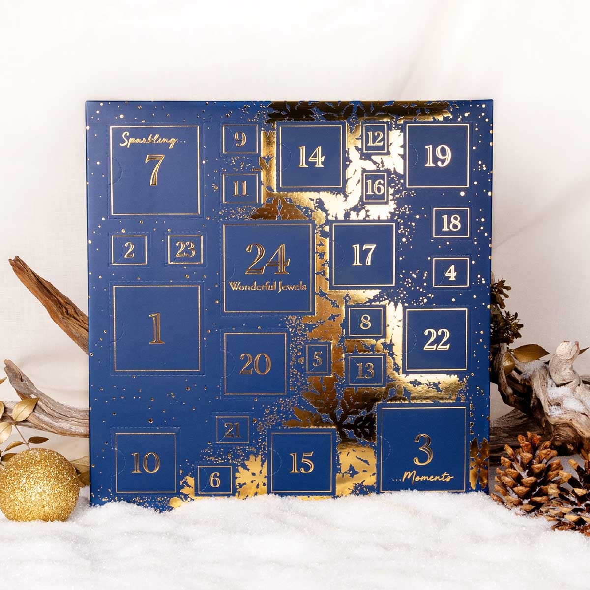 Calendrier de l'Avent Bleu - 24 Bijoux dorés - ancienne collection