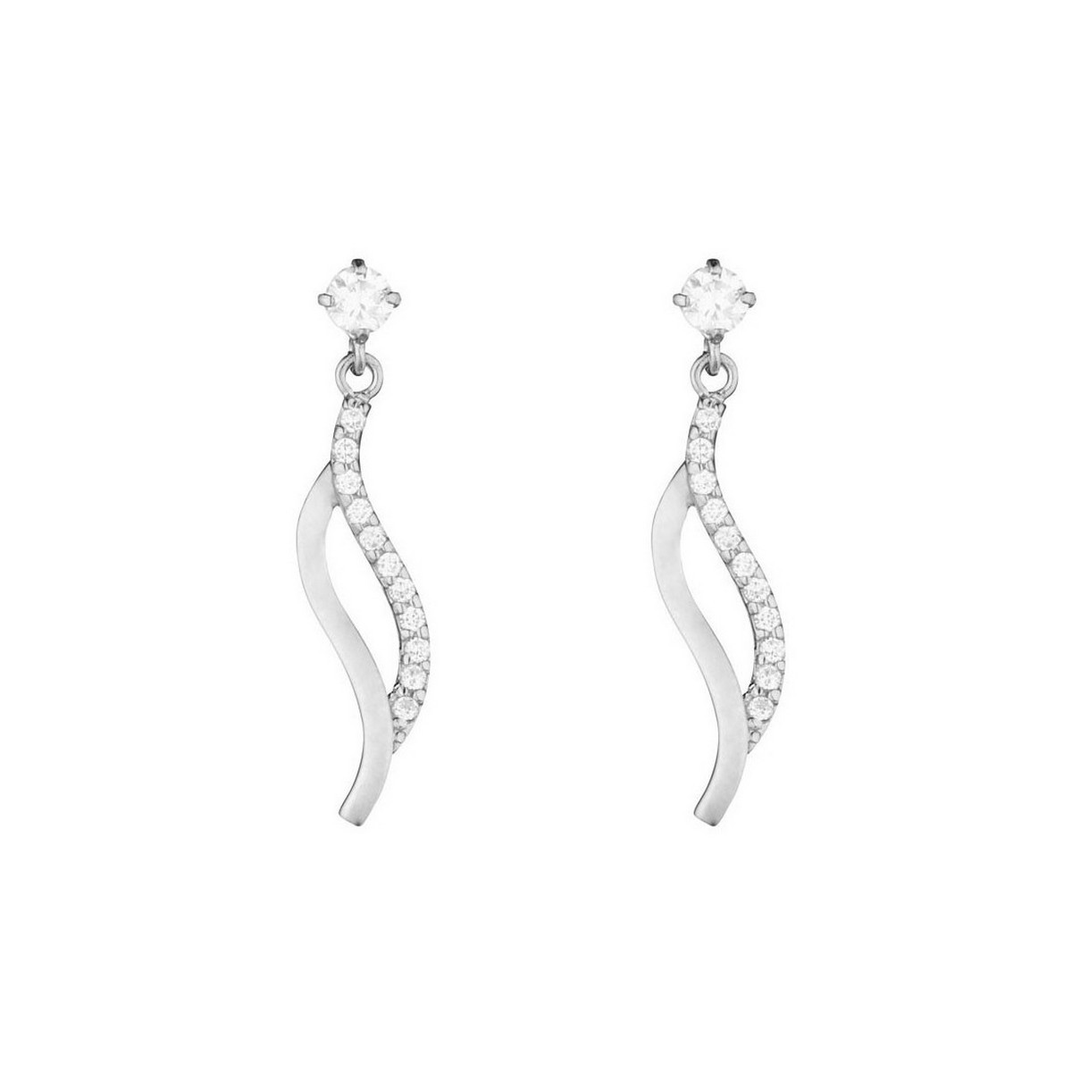 Boucles d'oreilles sun Is Up Or Blanc 375/1000 Zirconium Boucles d'oreilles "Plongée" Or blanc