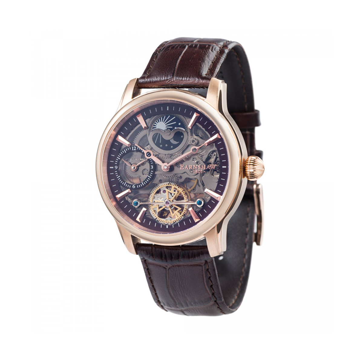 Montre homme Earnshaw LONGITUDE SHADOW ES-8063-06 automatique - cadran marron Montre homme Earnshaw LONGITUDE SHADOW ES-8063-06 automatique - cadran marron