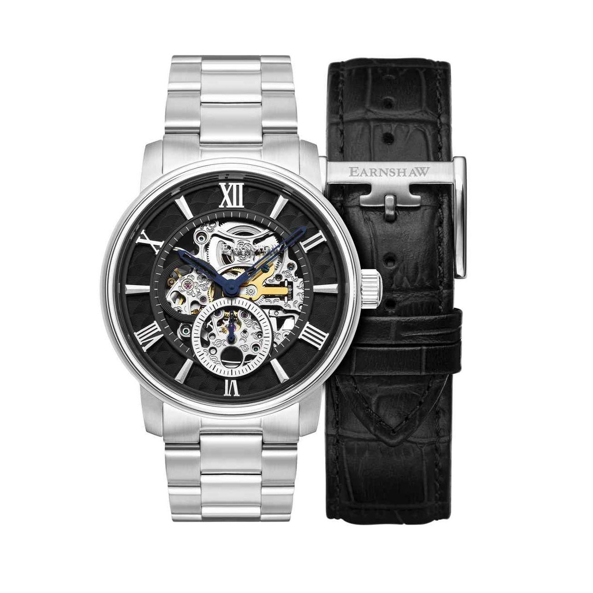 Coffret montre homme Earnshaw WHITEHALL ES-8120-22 automatique - cadran noir Coffret montre homme Earnshaw WHITEHALL ES-8120-22 automatique - cadran noir