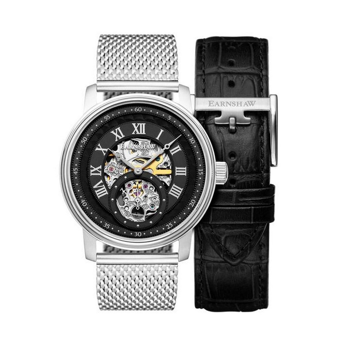 Coffret montre homme Earnshaw DOWNING ES-8119-44 automatique - cadran noir