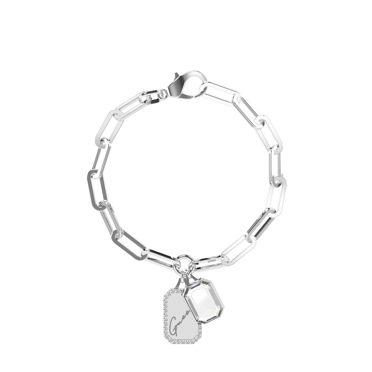 Bracelet Guess "Crystal tag" Acier rhodié - JUBB01134JWRHS