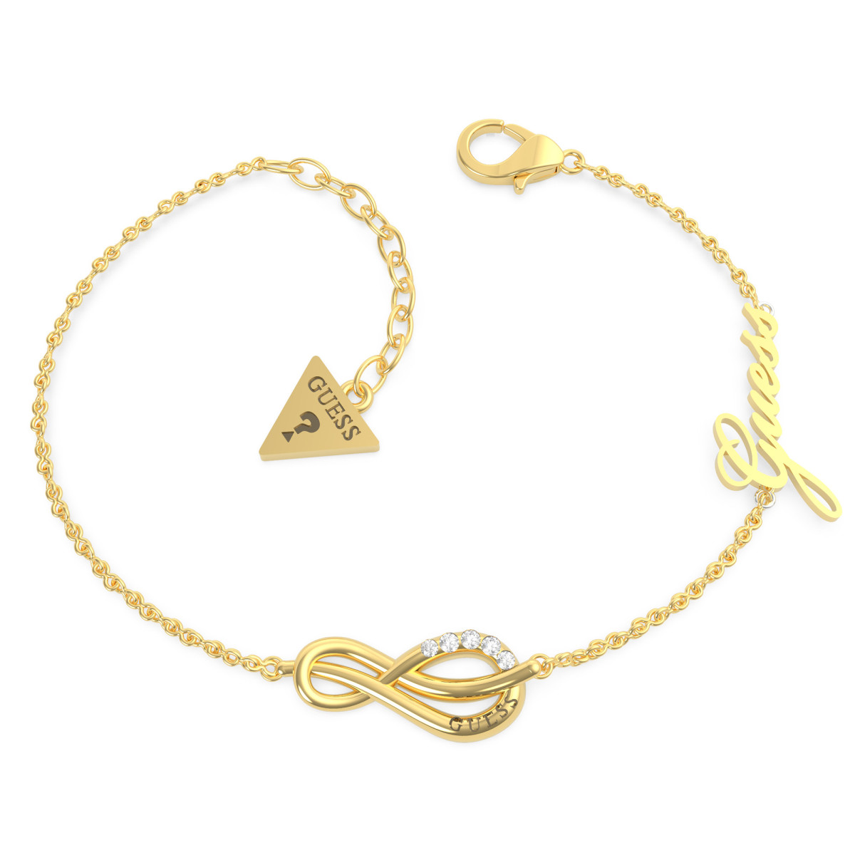 Guess Bracciale Donna Eternal Love Pave Infinity Chain In Acciaio Inox Placcato Oro Con Cristalli, JUBB20092JWGL