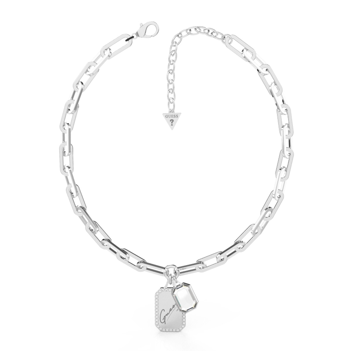 Collier Guess "Crystal tag" Acier rhodié - JUBN01126JWRH