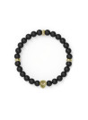 Bracelet Guess "Men in Guess" Acier rhodié et perles noires