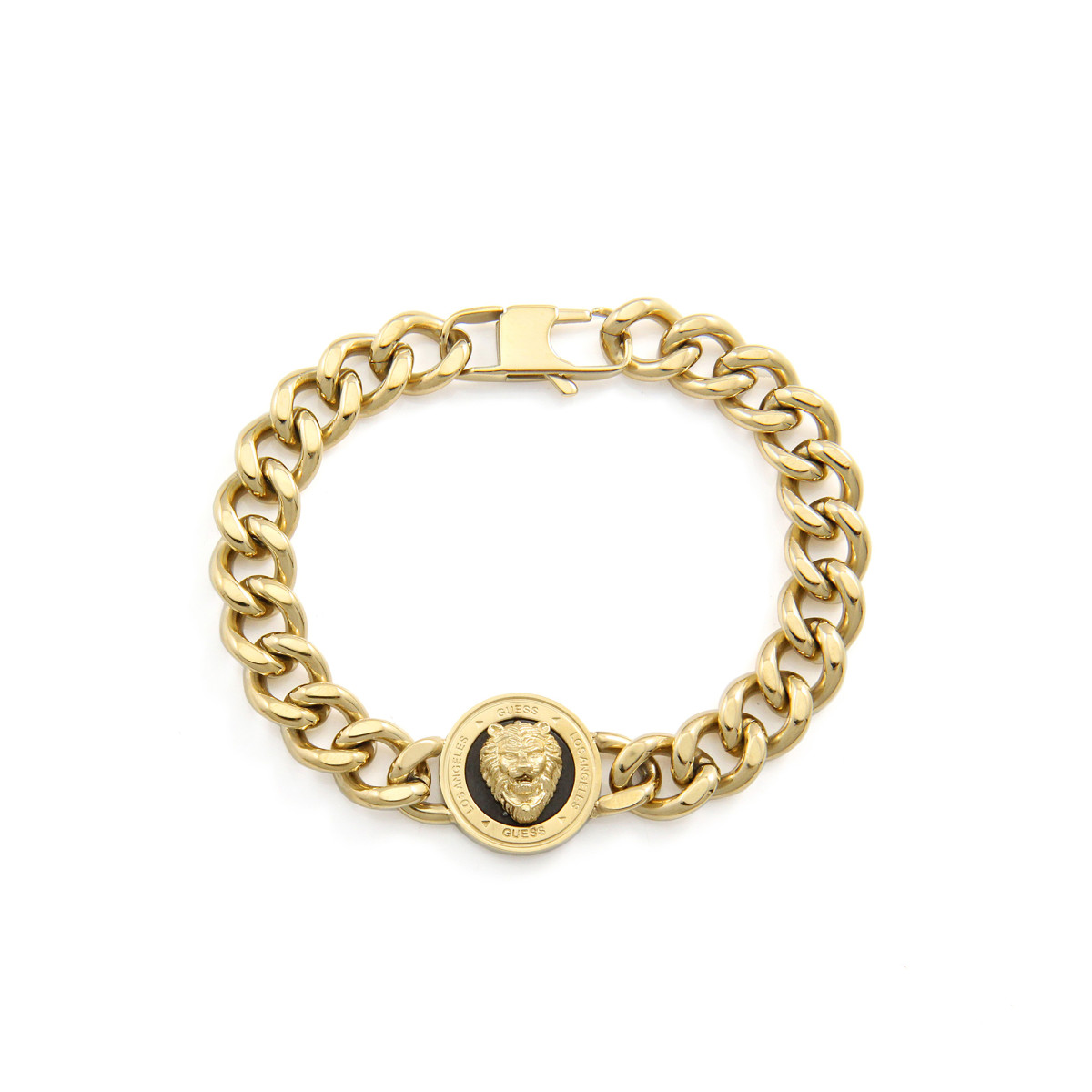 Bracelet Guess "Guess héro" acier doré et tête de lion fond noir Bracelet Guess "Guess héro" acier doré et tête de lion fond noir - UMB20023-S