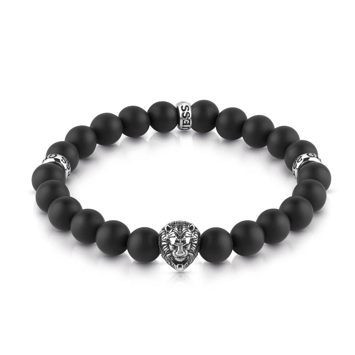 Bracelet Guess "Men in Guess" Acier doré et perles noires - UMB78000