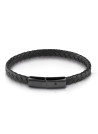 Bracelet Guess "Men in Guess" Acier noir et cuir noir