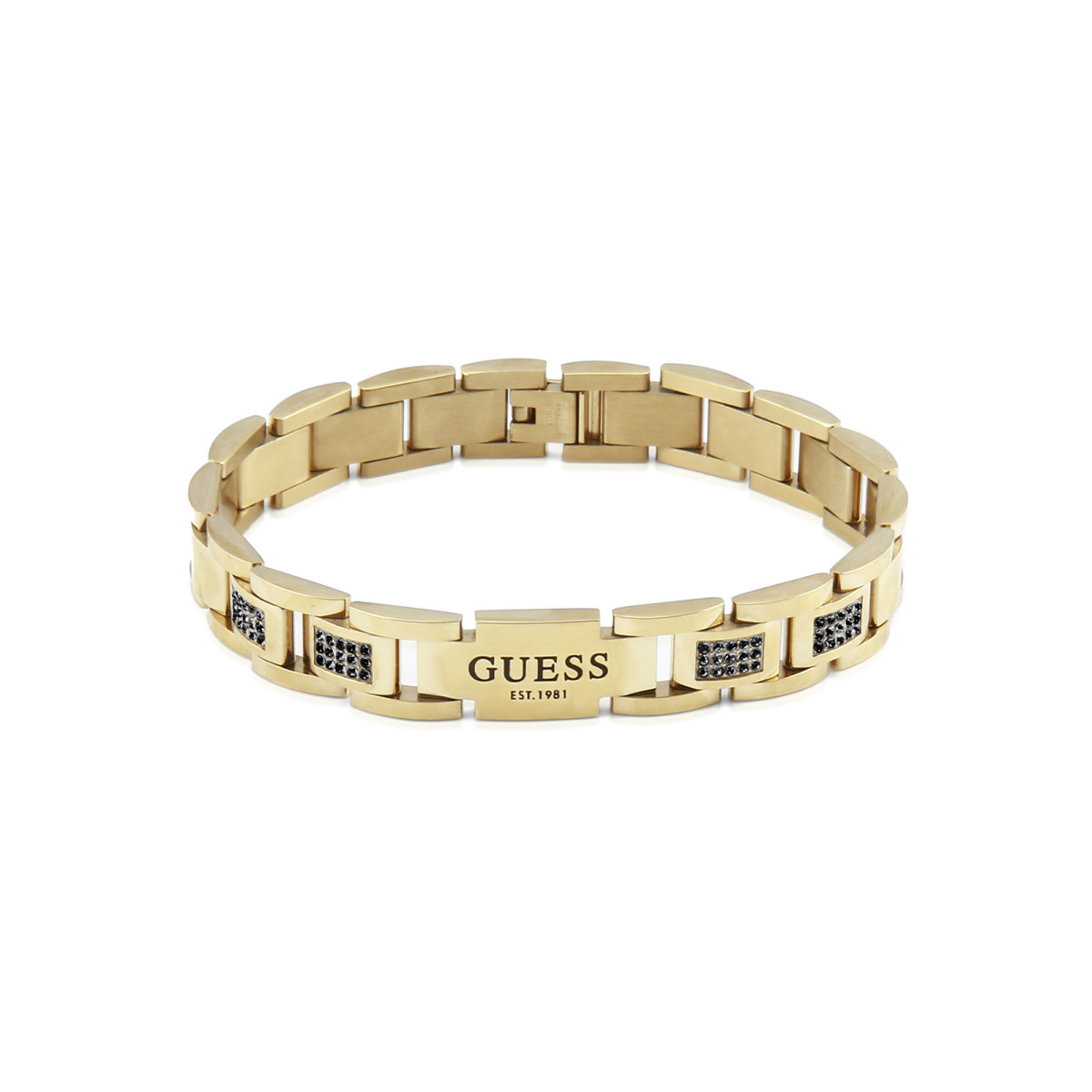 Bracelet Guess "Guess héro" Acier doré et cristaux de Swarovski noirs Bracelet Guess "Guess héro" Acier doré et cristaux de Swarovski noirs - UMB79010