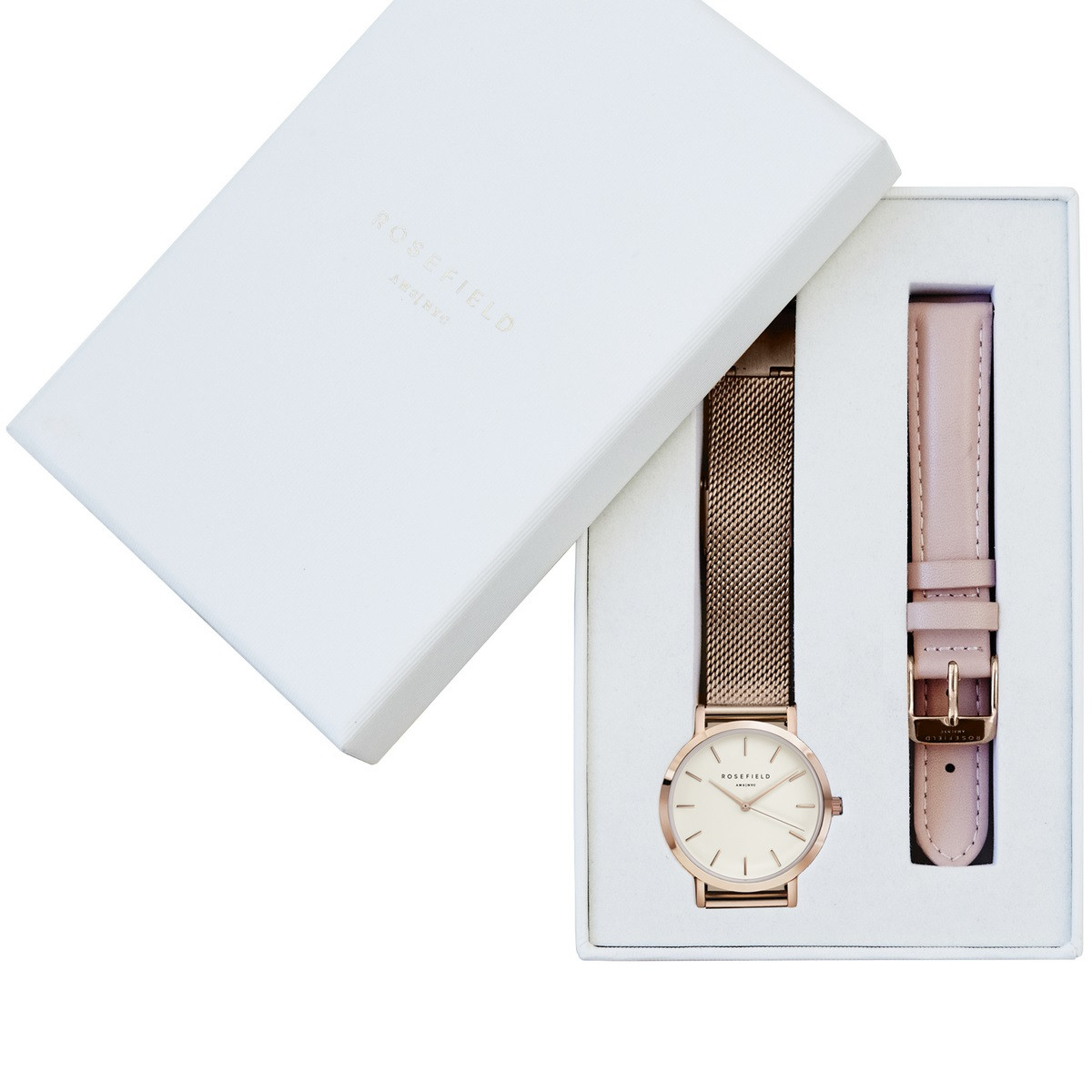 Montres Rosefield Femme "The Mercer" Quartz - Boîtier métal doré rose Montre Rosefield Femme "The Mercer" Quartz - Boîtier métal doré rose - MWR-M42
