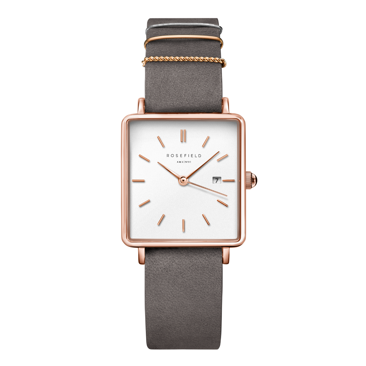 Montre Rosefield Femme "The Boxy" Quartz - Boîtier métal doré rose - QWGR-Q12