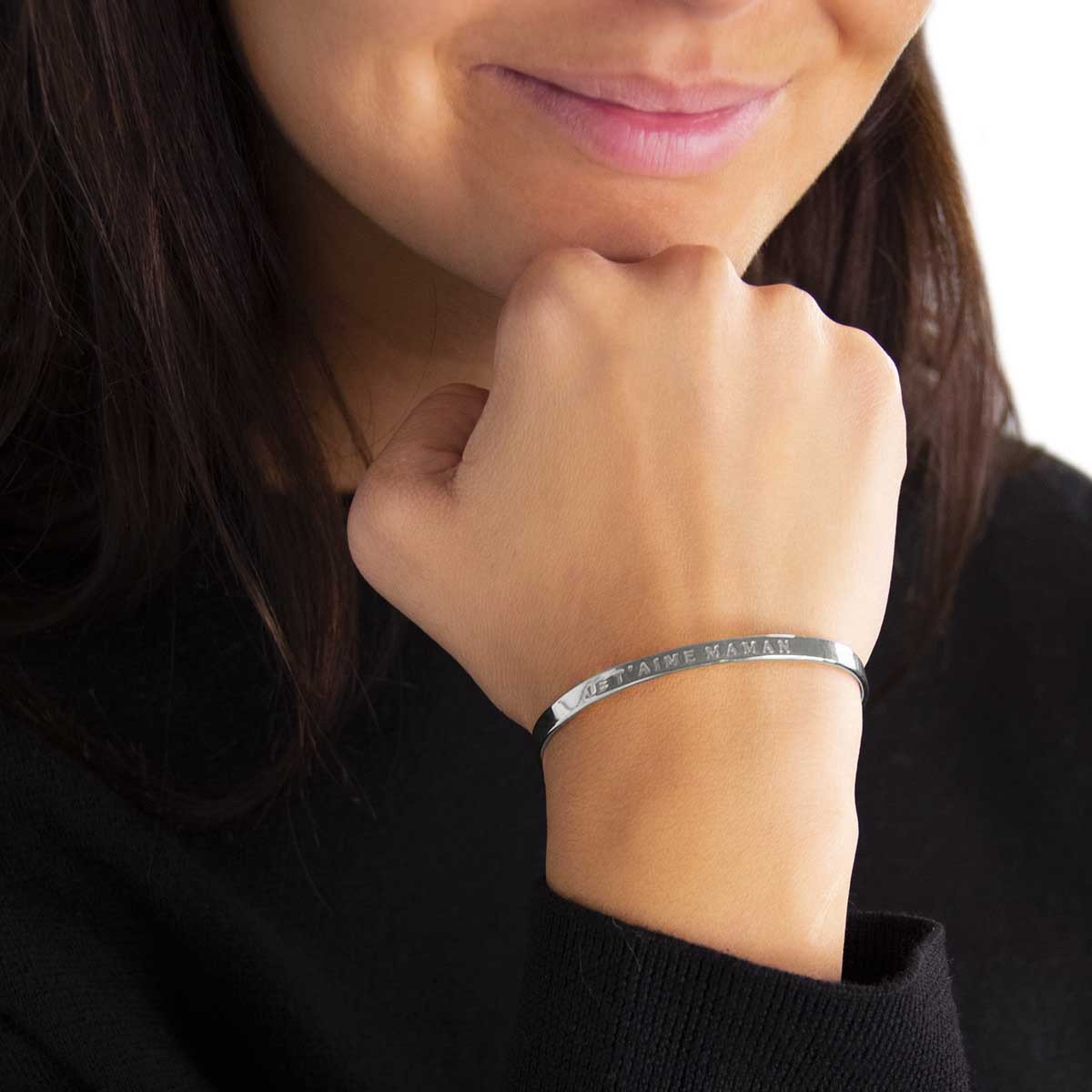 Bracelet à message "Je t'aime Maman" Laiton argenté