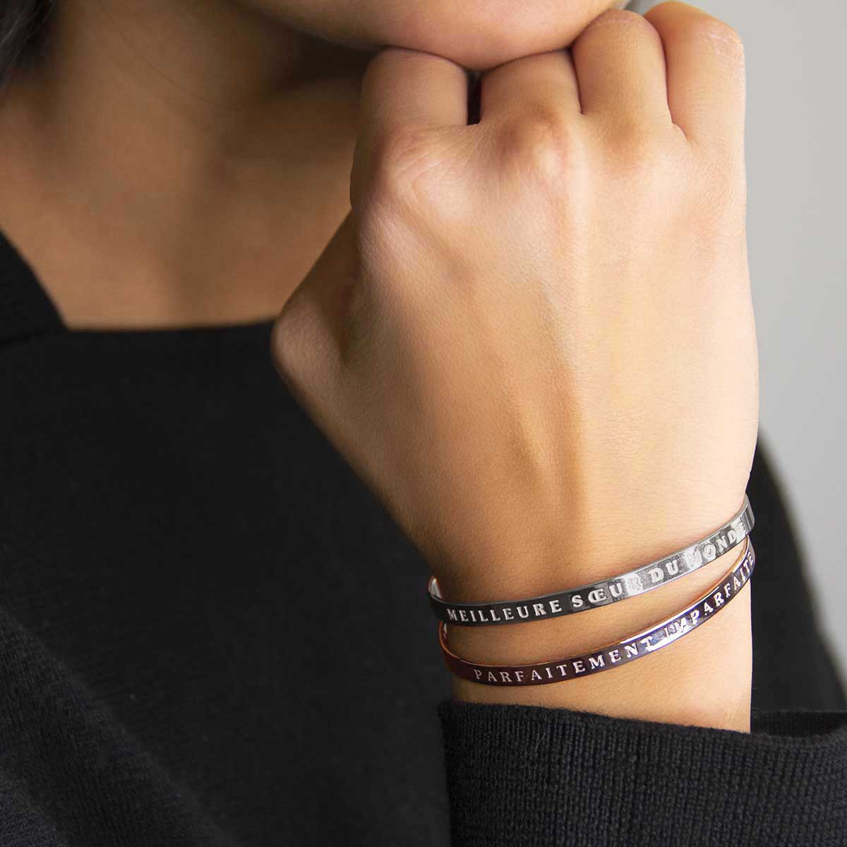 Bracelet à message "Meilleure Sœur du Monde" Laiton argenté