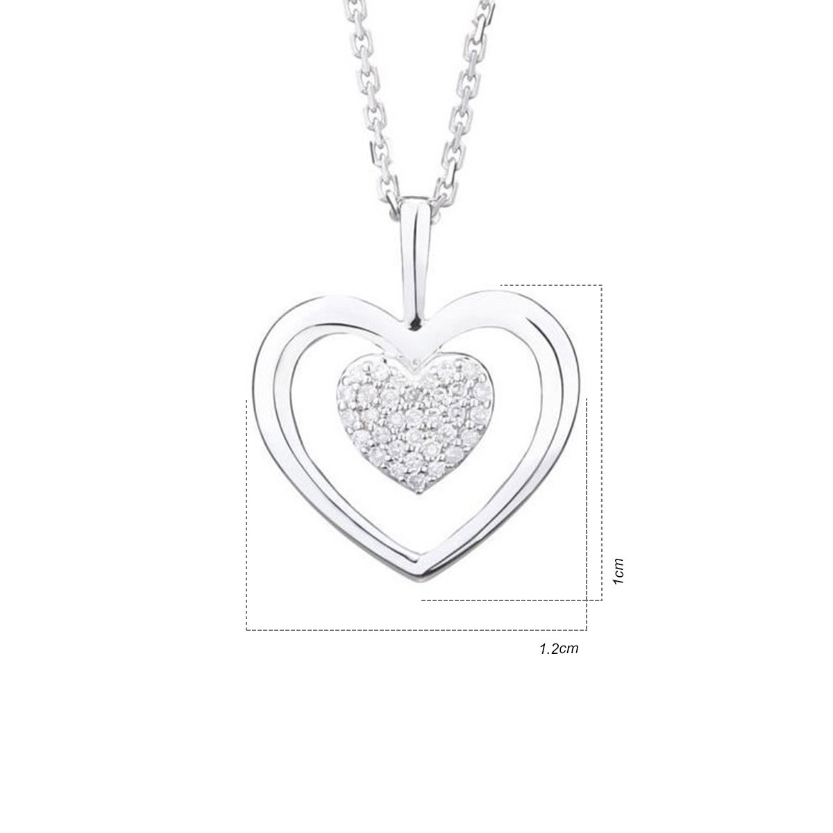 Pendentif "Cœur Tendresse" Or Blanc et Diamants