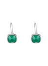 Boucles d'oreilles laiton argenté montées d'une agathe verte "Ella"