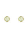 Boucles d'oreilles laiton doré montées d'une préhnite verte "Suzanne"