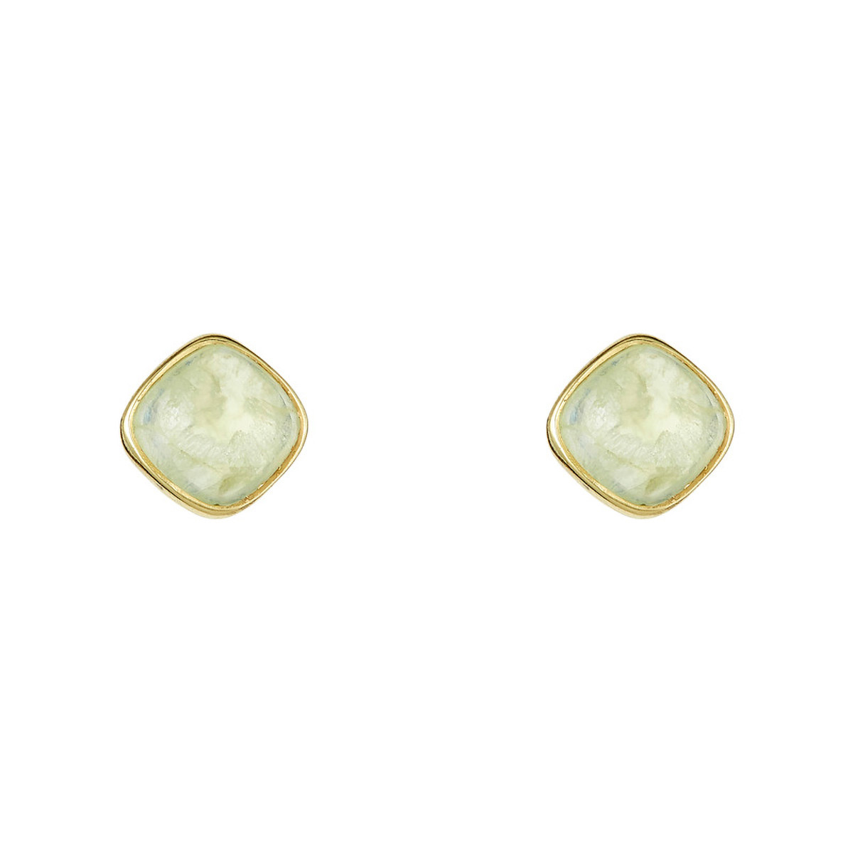 Boucles d'oreilles laiton doré montées d'une préhnite verte "Suzanne" Boucles d'oreilles "Radieusea" Préhnite Laiton doré