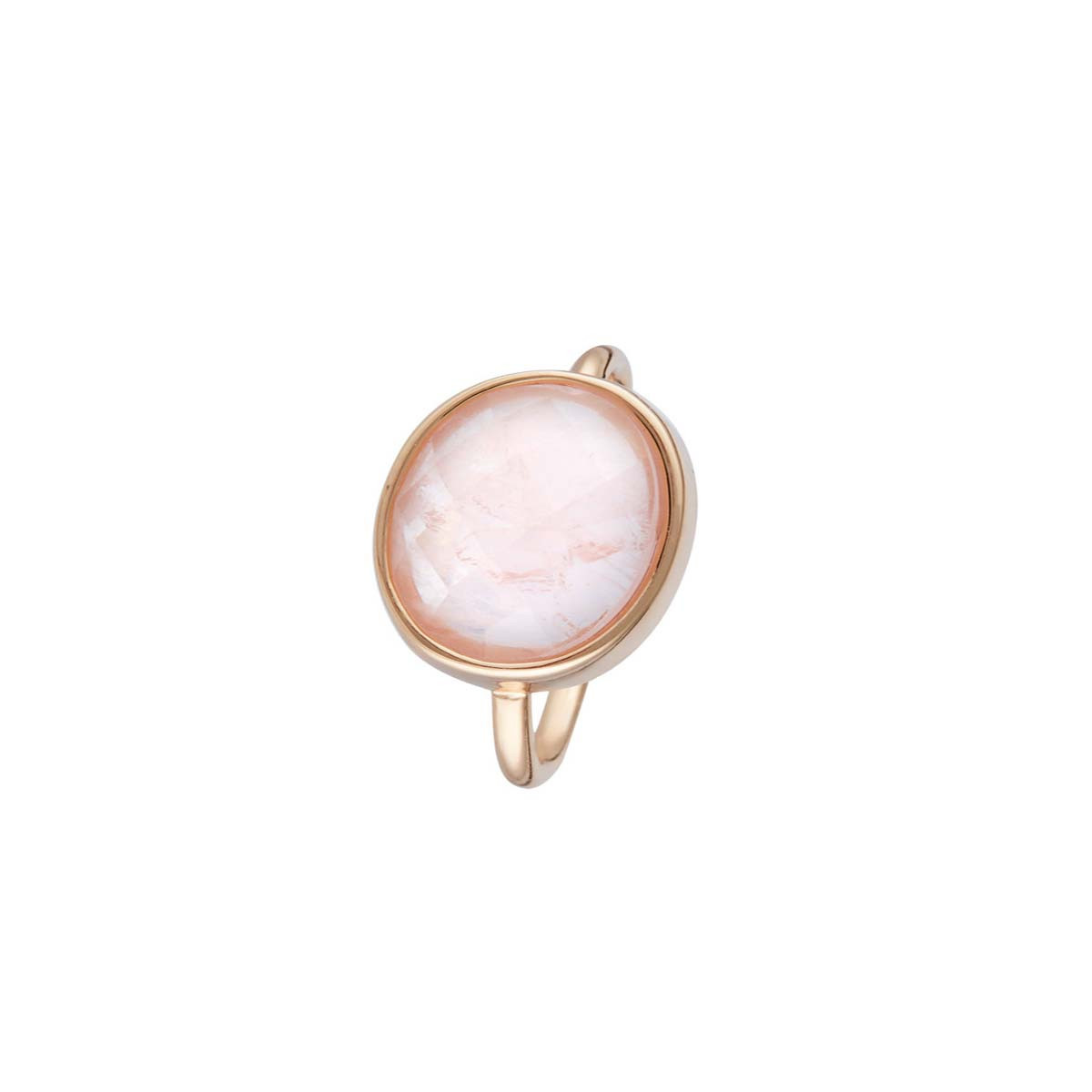 Bague "Lisa" Quartz Rose Bague "Aube" Quartz Rose Laiton rosé
