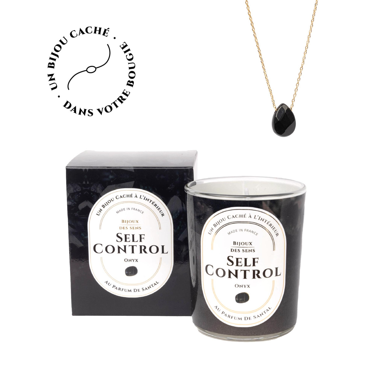Self Control - Bougie Frangance Bois De Santal et Collier Doré Onyx Self Control - Bougie Fragrance Bois De Santal et Collier Doré Onyx