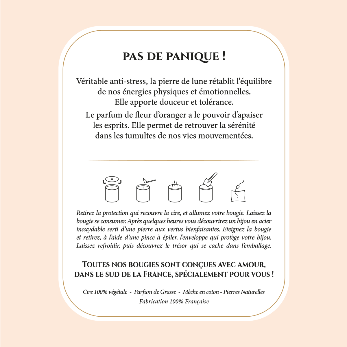 Anti-Stress - Bougie Fragrance Fleur d'oranger et Collier Doré Pierre de Lune