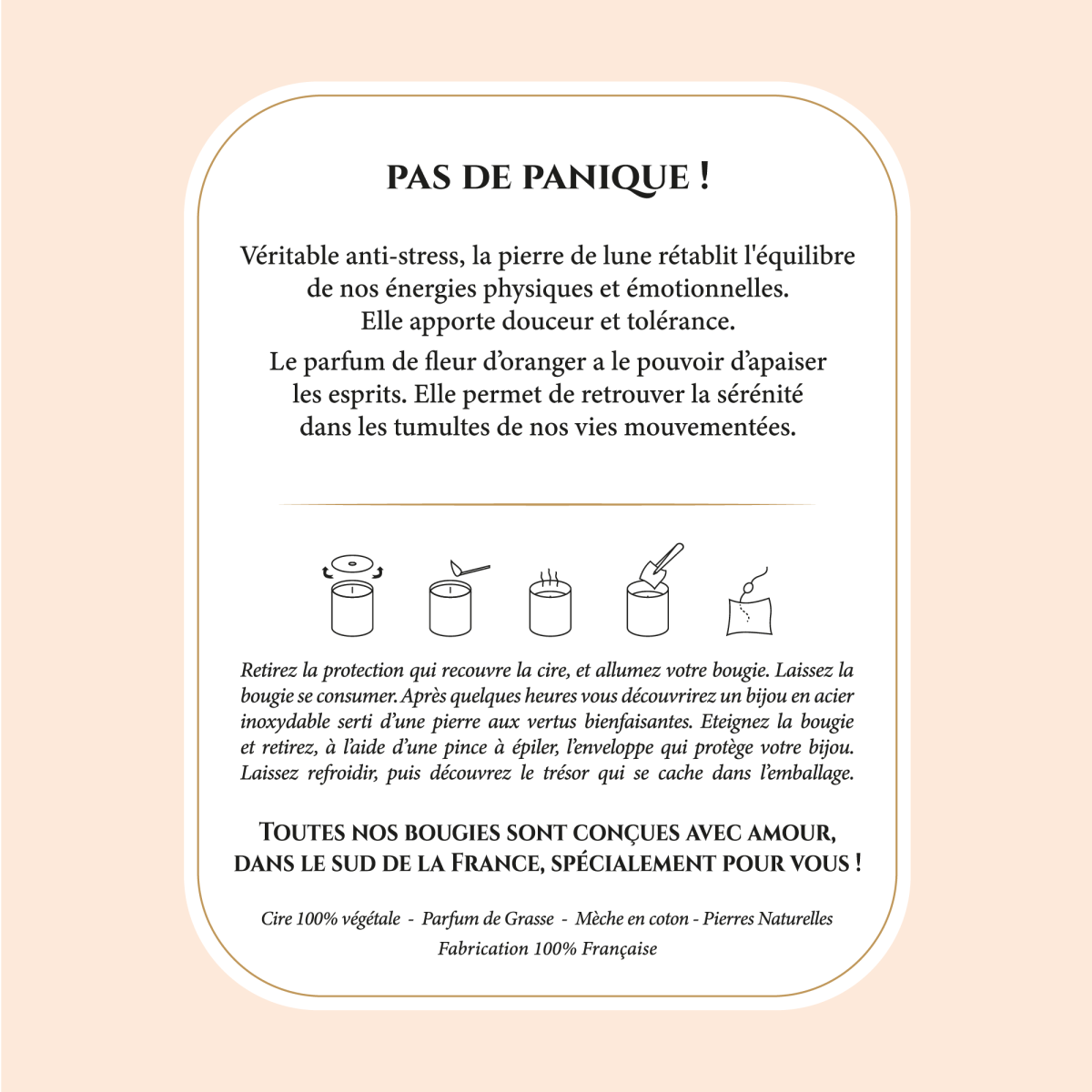 Anti-Stress - Bougie Frangance Fleur d'oranger et Bracelet Argenté Pierre de Lune Anti-Stress - Bougie Fragrance Fleur d'oranger et Bracelet Argenté Pierre de Lune