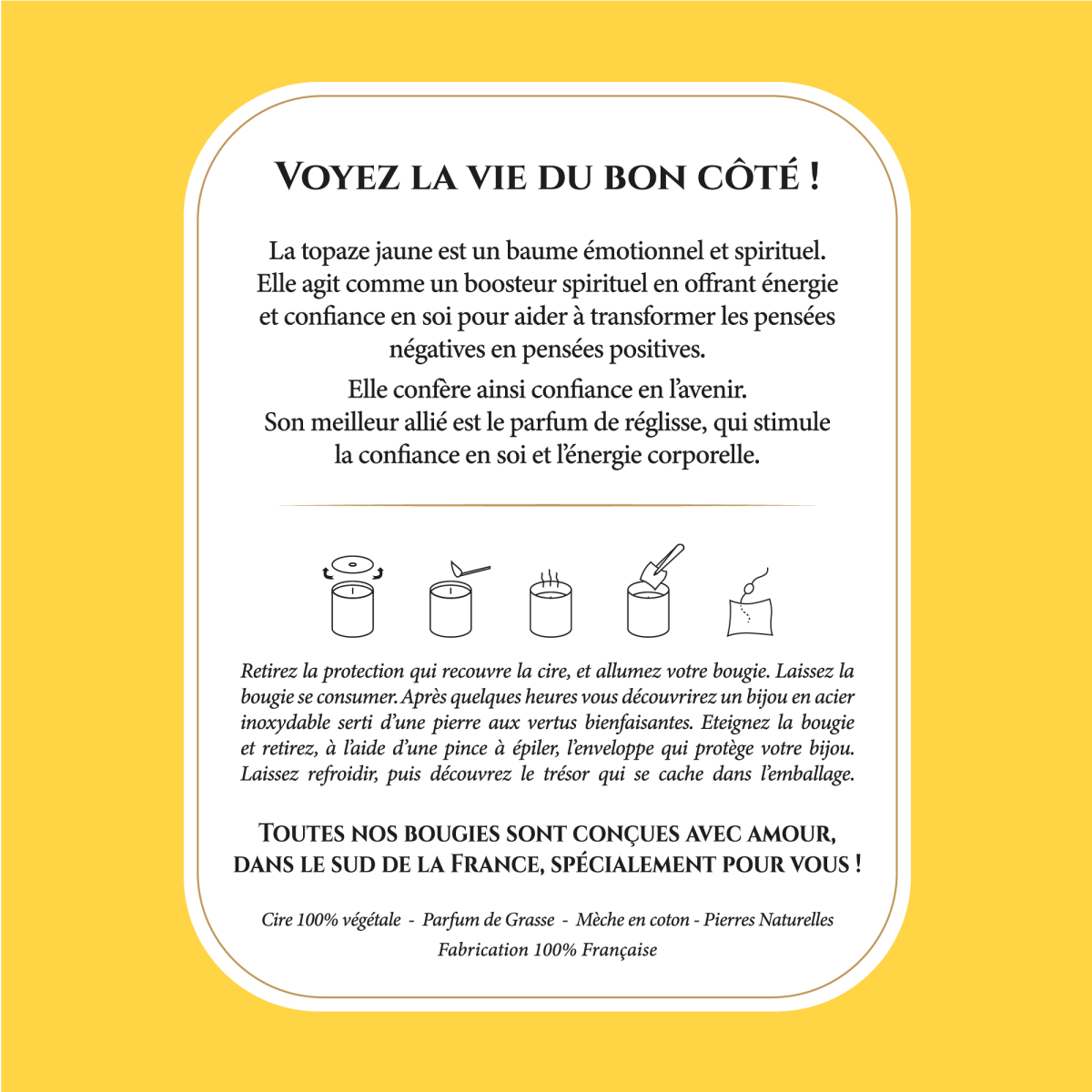 Optimisme - Bougie Frangance Reglisse et Collier Argenté Topaze Jaune Optimisme - Bougie Fragrance Reglisse et Collier Argenté Topaze Jaune