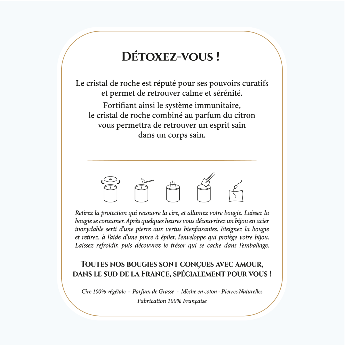 Detox - Bougie Frangance Citron et Bracelet Doré Crystal De Roche Detox - Bougie Fragrance Citron et Bracelet Doré Crystal De Roche