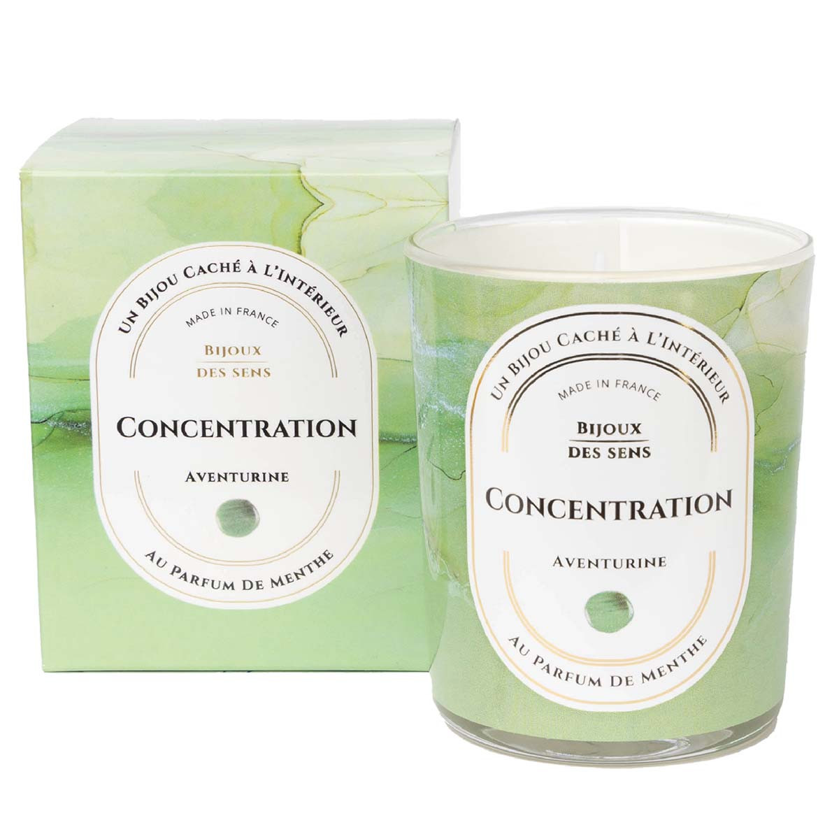 Concentration - Bougie Fragrance Menthe et Collier Doré Aventurine Concentration - Bougie Fragrance Menthe et Collier Doré Aventurine