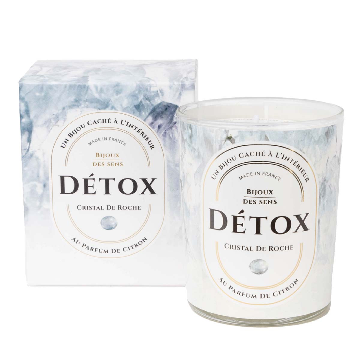 Detox - Bougie Fragrance Citron et Collier Argenté Crystal De Roche