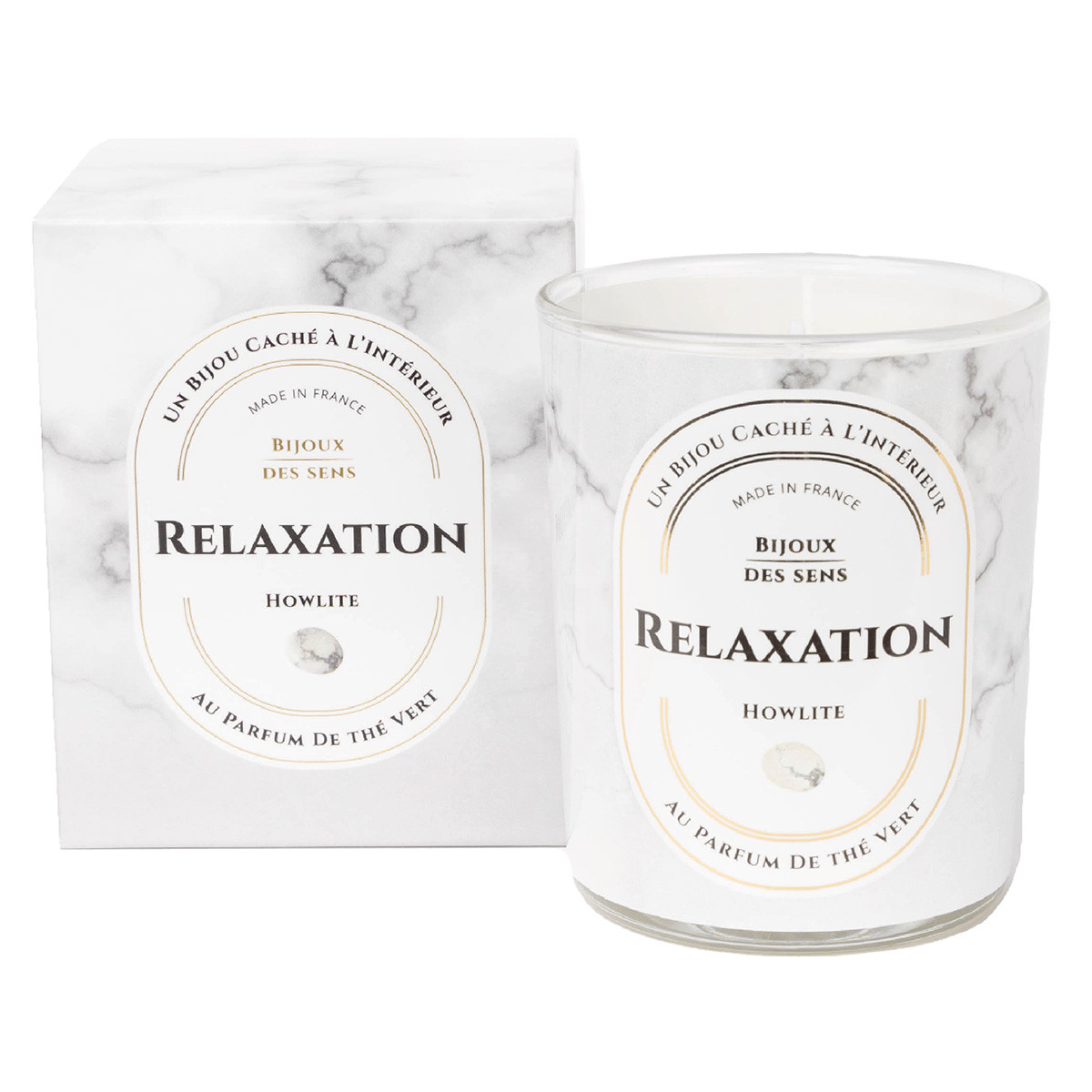 Relaxation - Bougie Fragrance The Vert et Collier Argenté Howlite Relaxation - Bougie Fragrance The Vert et Collier Argenté Howlite