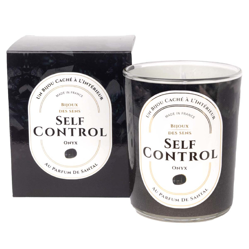 Self Control - Bougie Fragrance Bois De Santal et Bracelet Argenté Onyx