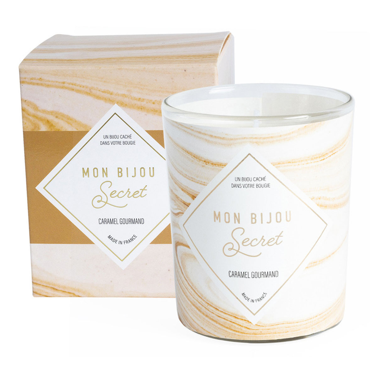 Bougie Bijou Collier doré - Parfum Caramel gourmand - 40h Bougie Bijou Collier doré - Parfum Caramel gourmand - 40h