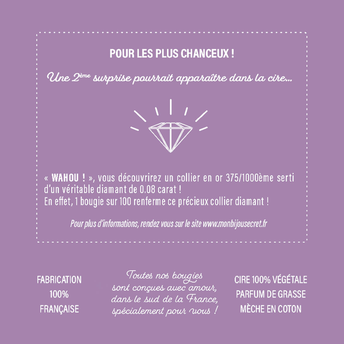 Bougie Bijou Collier argenté - Parfum Lavande - 40h Bougie bijou LAVANDE Collier