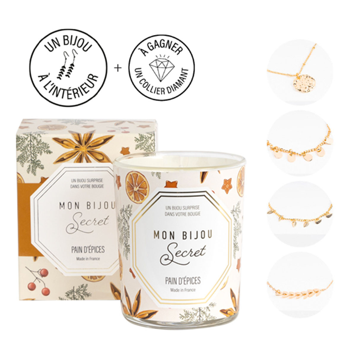 Bougie Bijou Bracelet doré - Parfum Pain d'épices - 40h Bougie bijou PAIN D'EPICES Bracelet doré