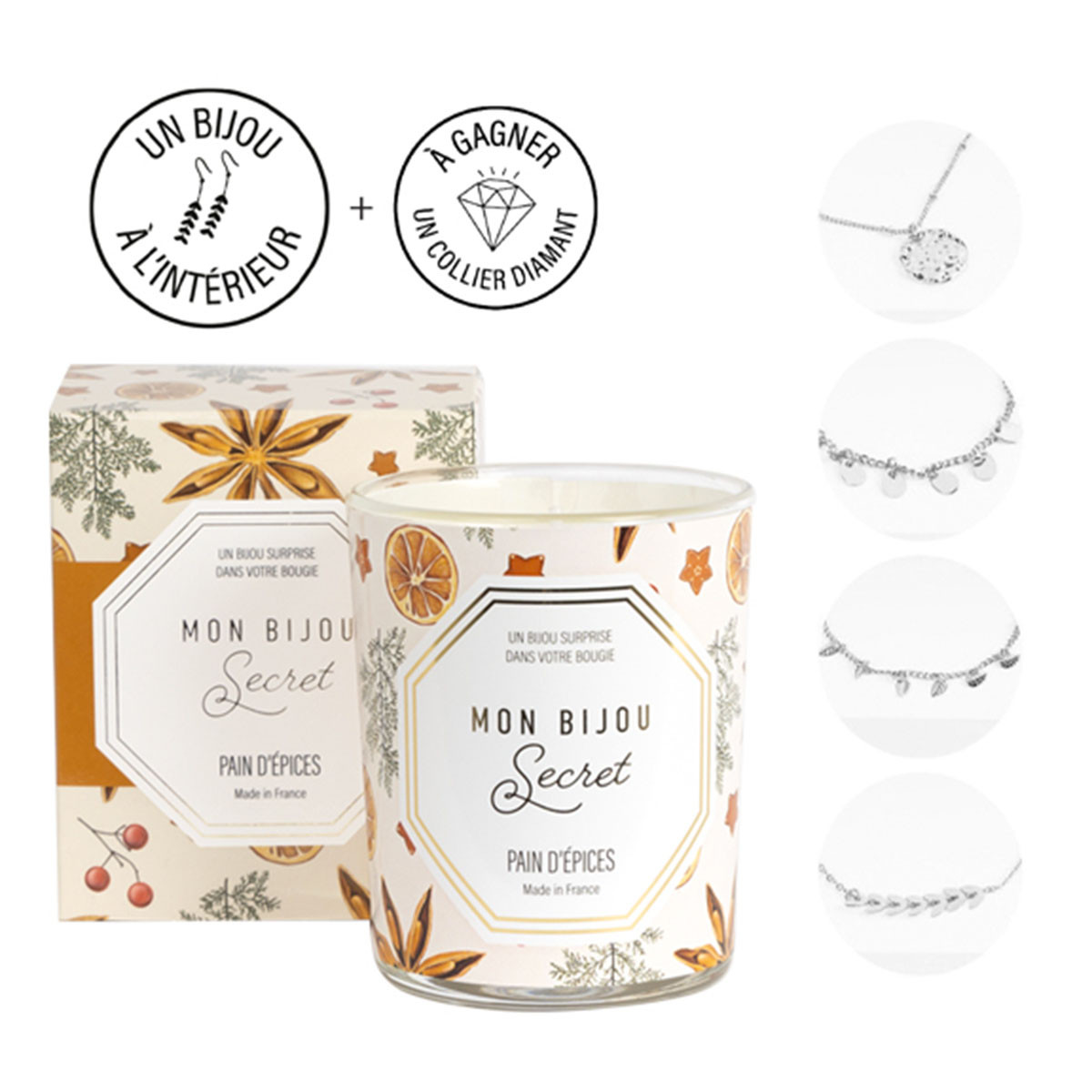 Bougie Bijou Bracelet argenté - Parfum Pain d'épices - 40h Bougie bijou PAIN D'EPICES Bracelet argenté