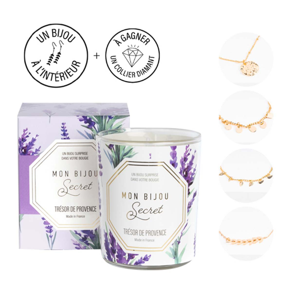 Bougie Bijou Bracelet doré - Parfum Lavande - 40h Bougie bijou LAVANDE Bracelet