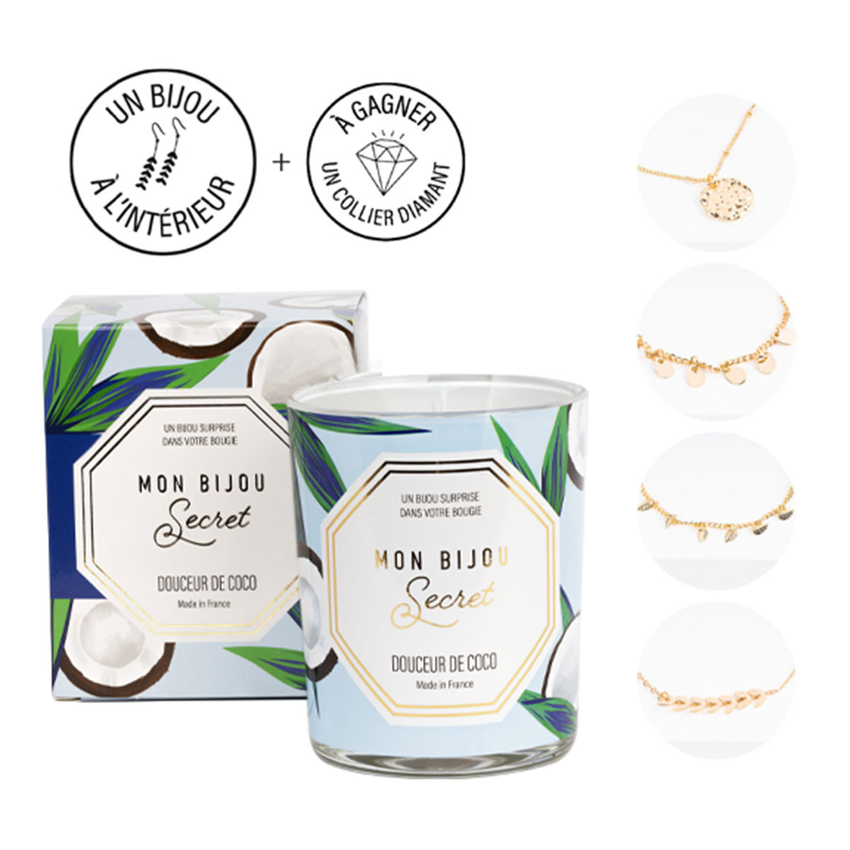 Bougie Bijou Bracelet dorée- Parfum Coco - 40h Bougie Bijou Bracelet doré - Parfum Coco - 40h