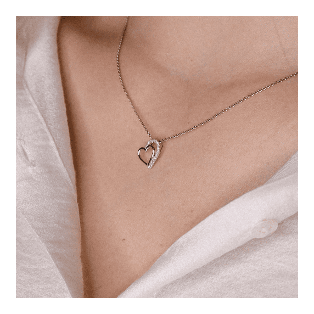Pendentif Cœur Or Blanc et Diamant Pendentif "Divine Majestueuse" Or blanc et Diamant